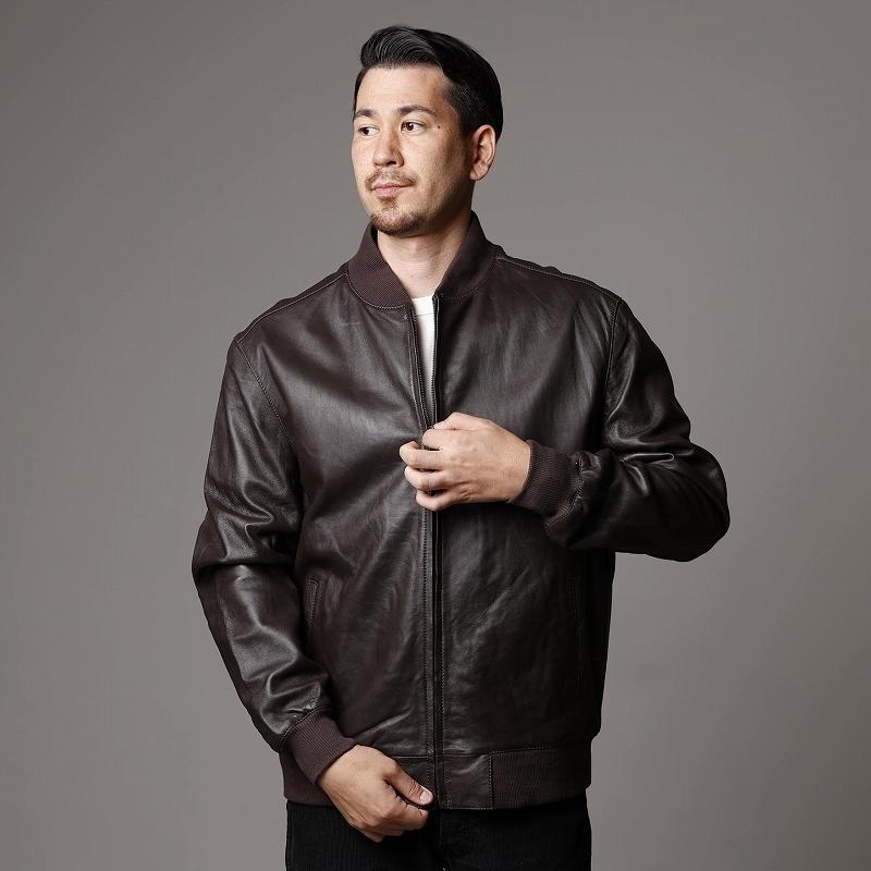 Mo-LAWS 大きいサイズ MA-1ジャケット レザージャケット 革ジャン