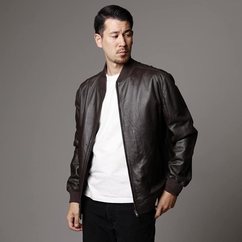 Mo-LAWS 大きいサイズ MA-1ジャケット レザージャケット 革ジャン