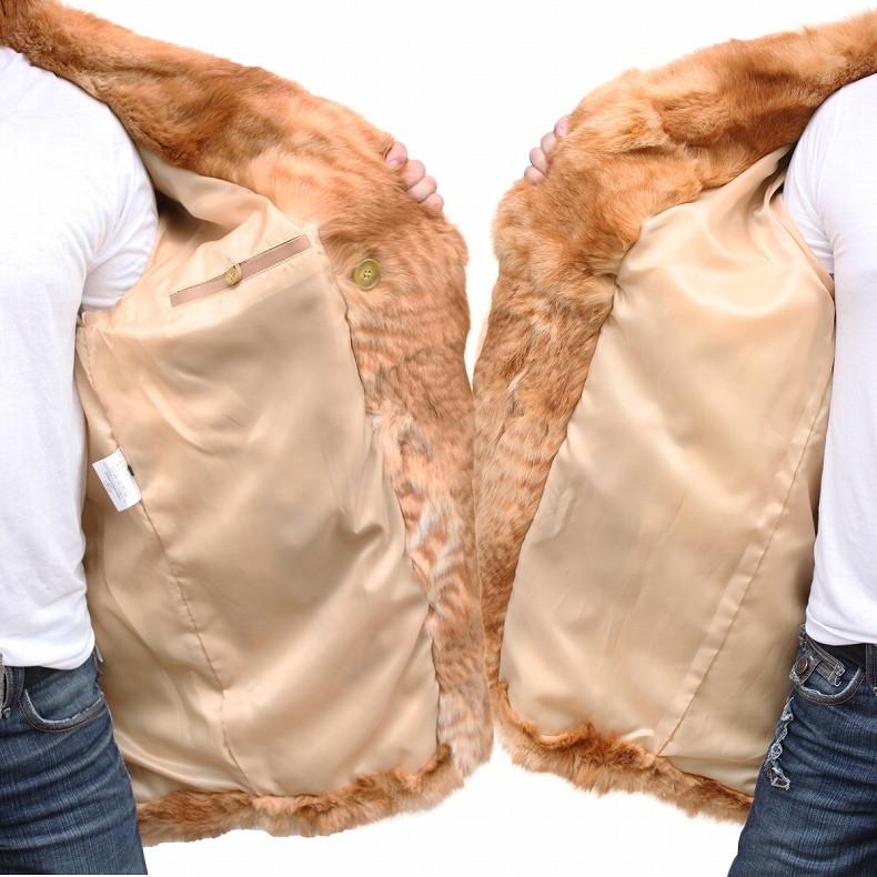 着丈90cm丈 毛皮コート メンズ ファーコート キャット ダブルボタン