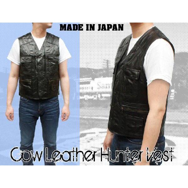 facetasm 16ss クラック加工　ライダースベスト　牛革 レザーベスト メンズ 日本製 牛革 カウ ハンターベスト 3916 : 本革
