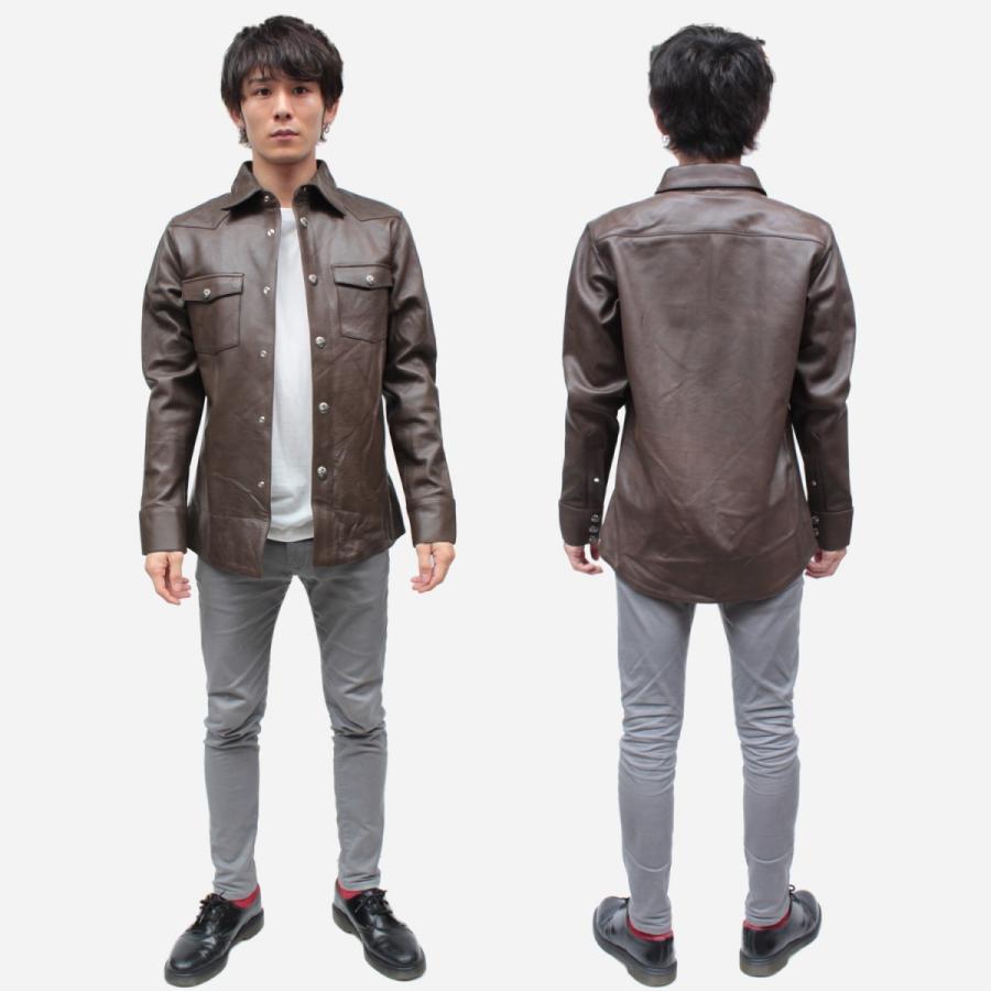 レザーシャツ 本革 牛革 革シャツ メンズ 長袖シャツ 4029 : 本 レザーシャツ 本革 牛革 革シャツ メンズ 長袖シャツ 4029 : 本