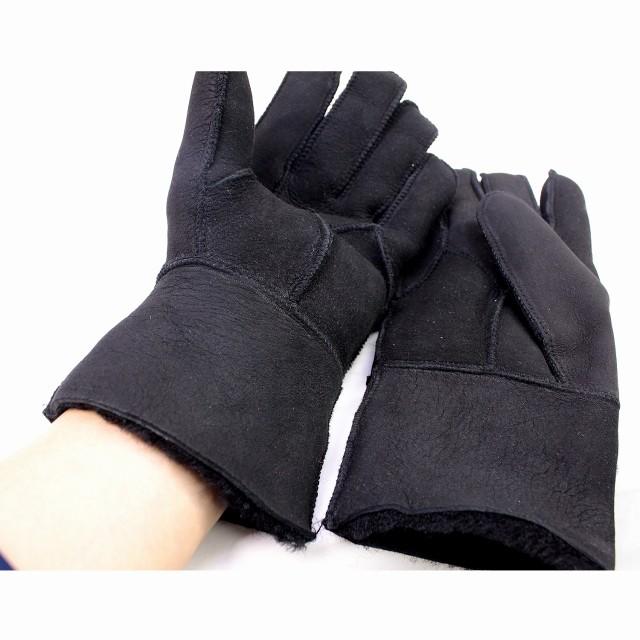 ムートン 手袋 メンズ 本革 グローブ 毛皮 暖かい もこもこ 4285 : 本
