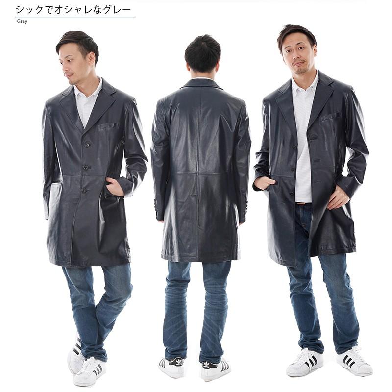 レザーコート メンズ 本革 ラム革レザーコート ハーフコート テーラー