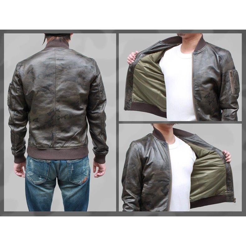AVIREX SOFT LAMB MA-1 TYPE Leather Jacket camouflage 614051-98