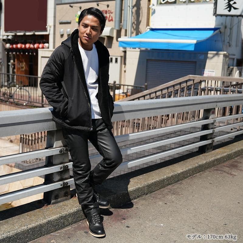 ファージャケット メンズ 羊毛 毛皮 フード付き ジップアップ