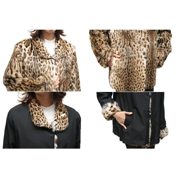毛皮コート レディース ファーコート レオパードキャット＆シルク7334