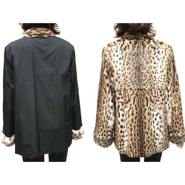 毛皮コート レディース ファーコート レオパードキャット＆シルク7334