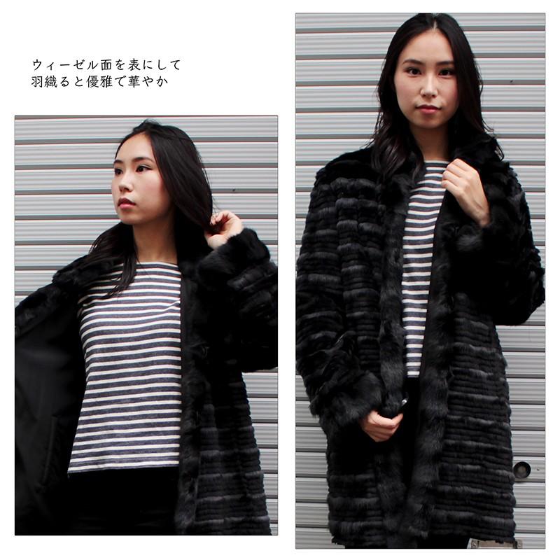毛皮コート レディース シルク ウィーゼル ロシアンリス リバーシブル
