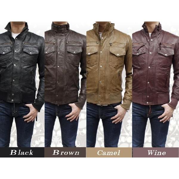 レザージャケット メンズ ライダースジャケット スタンドカラー
