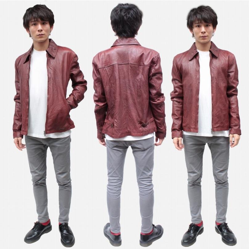 レザージャケット メンズ ライダースジャケット ウォッシュ加工 本革
