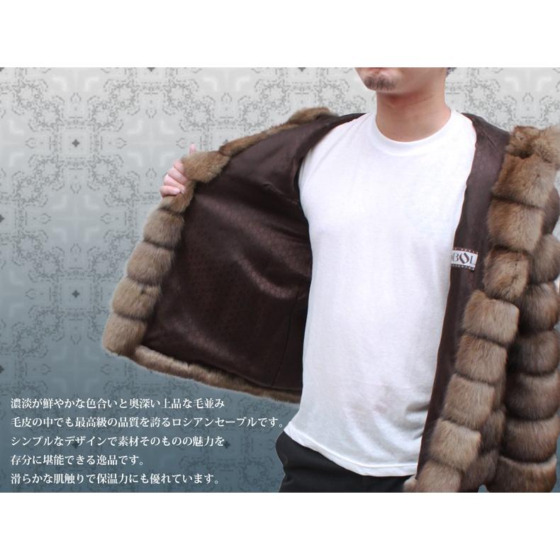 日本製 メンズ 毛皮ジャケット ロシアンセーブル フード付き ショート  