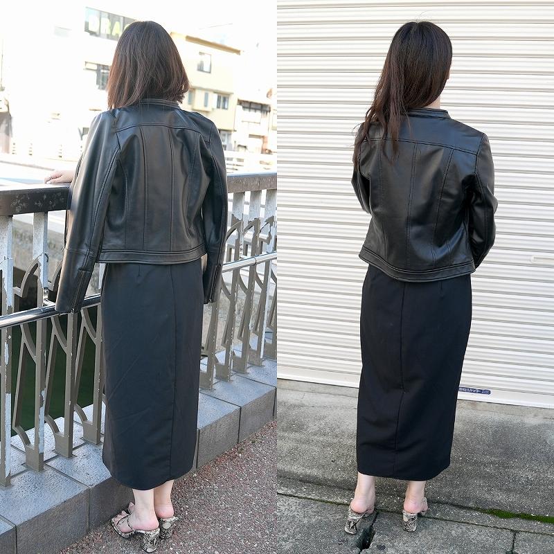 シングルライダースジャケット レディース ラムレザージャケット S/M/L