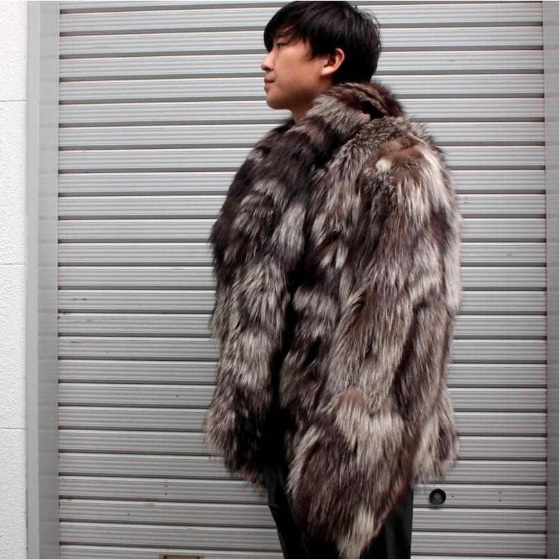 毛皮ジャケット メンズ シルバーフォックス ファージャケット 本革