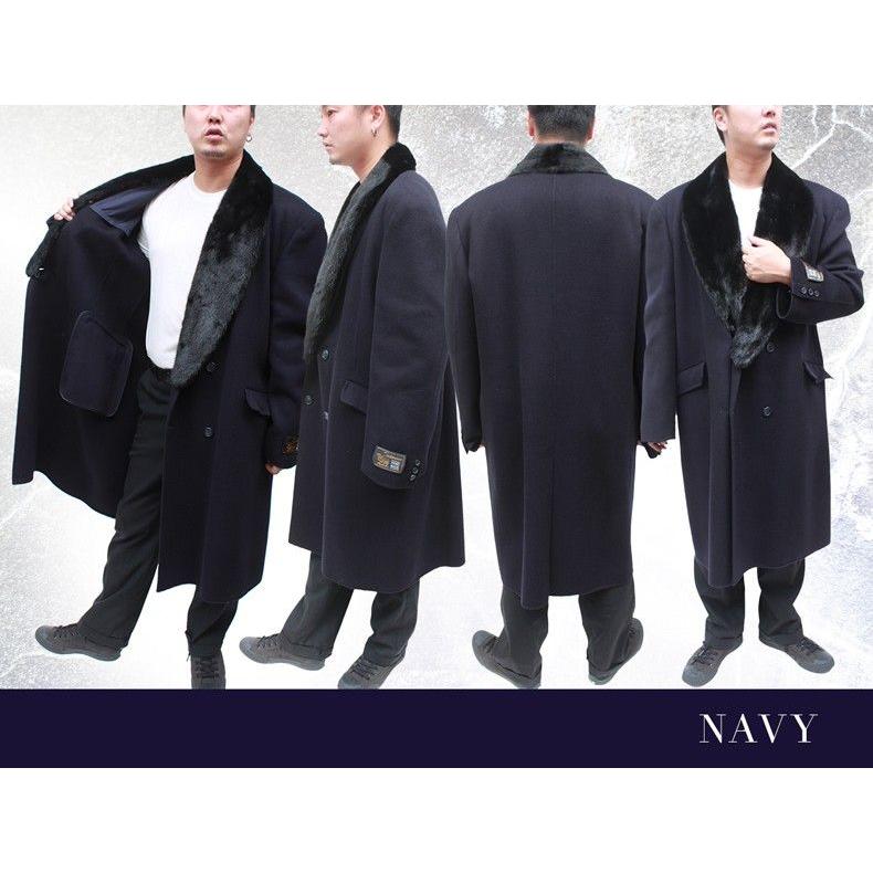 カシミヤコート 日本製 ミンク衿付 ハンドメイド ダブルコート K2 : 本