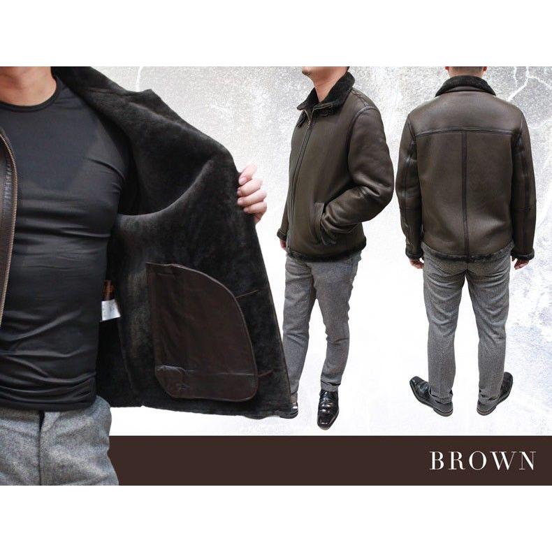ムートンジャケット メンズ レザージャケット B-3 ブルゾンジャケット