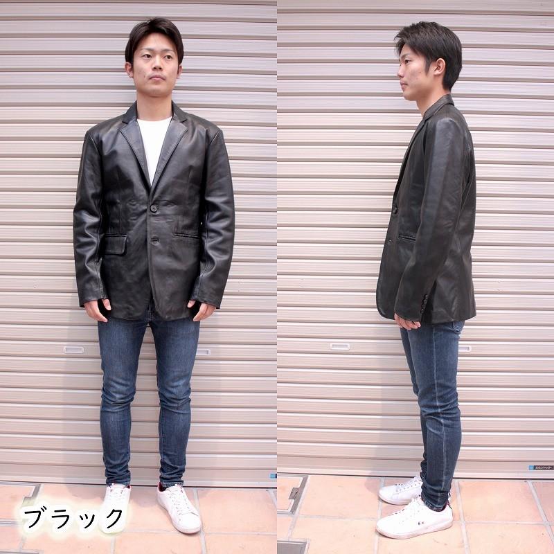 Mo-laws テーラードジャケット メンズ 本革 2つボタン ラムレザー