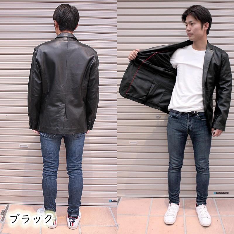 Mo-laws テーラードジャケット メンズ 本革 2つボタン