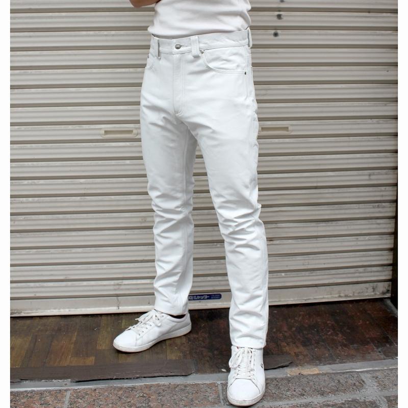 Mo-LAWS レザーパンツ メンズ スキニーパンツ 革パンツ 牛革 本革 細身