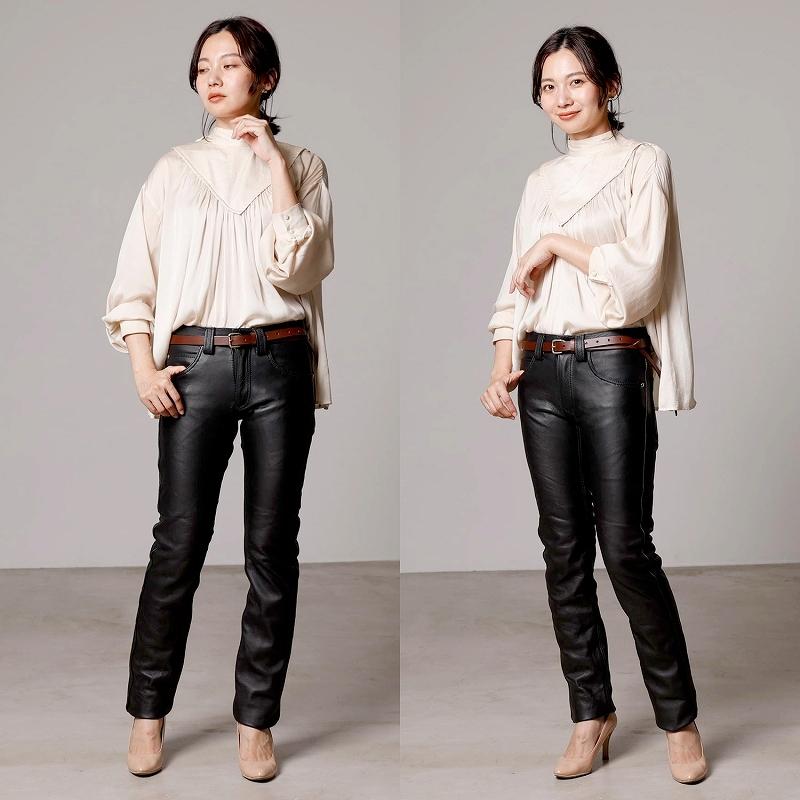 Mo-LAWS レザーパンツ スキニーパンツ 本革 レディース スキニー 細身