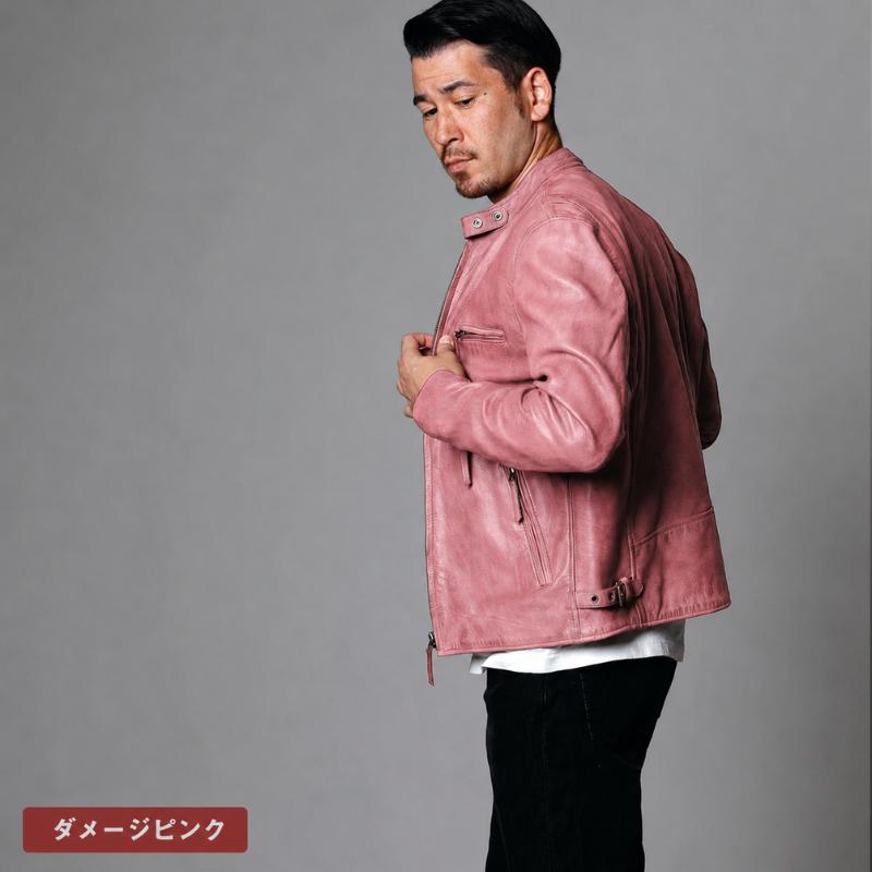 Mo-LAWS ライダースジャケット メンズ 本革 ゴート ダメージ加工 革