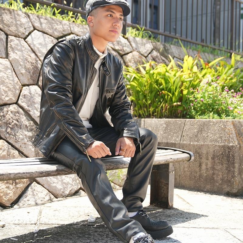 Mo-LAWS シングルライダースジャケット メンズ 革ジャン 水牛革 Mo-LAWS シングルライダースジャケット メンズ 革ジャン 水牛革