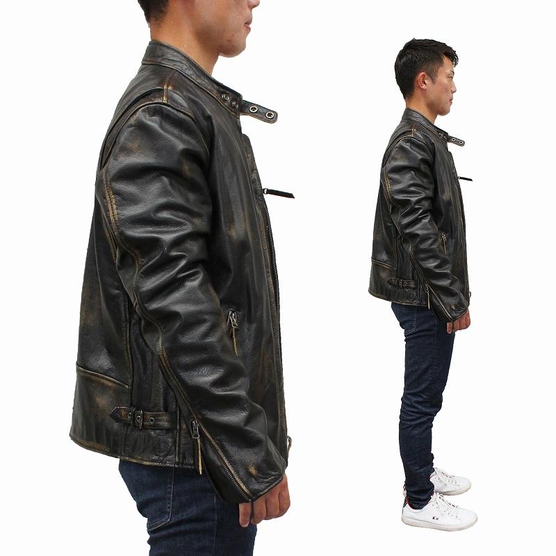 Mo-LAWS シングルライダースジャケット メンズ 革ジャン 水牛革 Mo-LAWS シングルライダースジャケット メンズ 革ジャン 水牛革