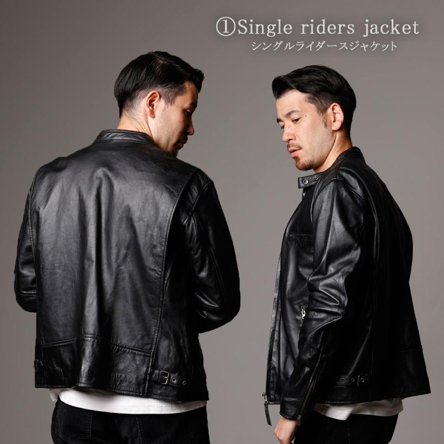 本革 ラムレザー】ライダースジャケット メンズ レザー