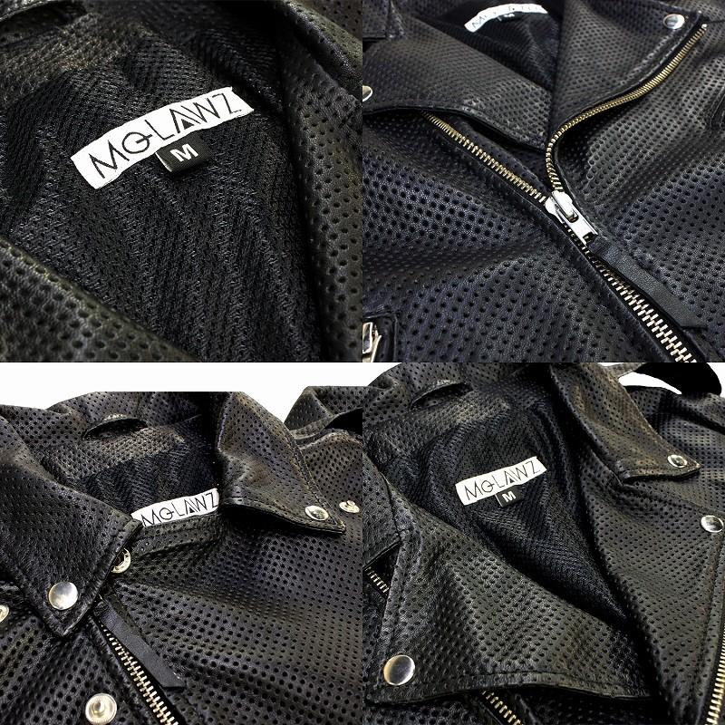 ARMANI JEANS レザーライダースジャケット M 春夏向けパンチング加工 ARMANI JEANS レザーライダースジャケット M 春夏向けパンチング加工