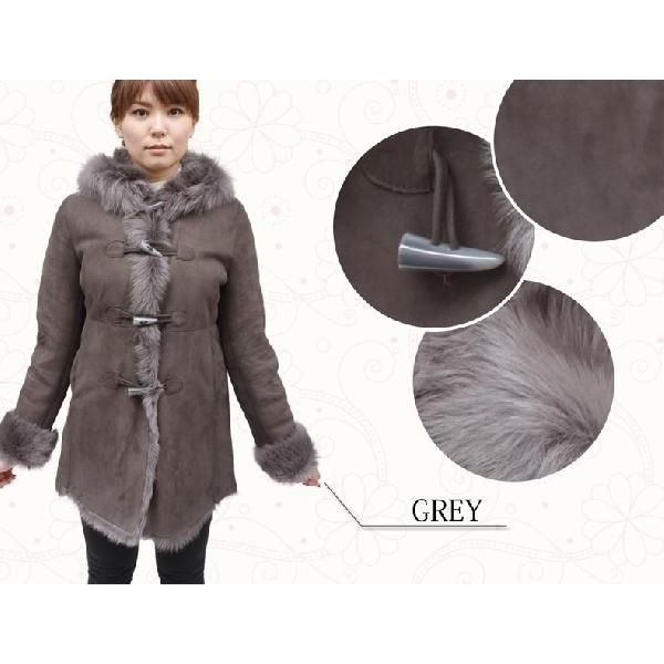 ムートンコート レディース トスカーナ ダッフルコート フード ハーフ