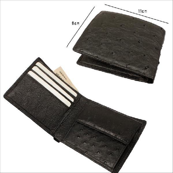 二つ折り 革財布 男女兼用 オーストリッチ 2つ折 皮財布 小銭