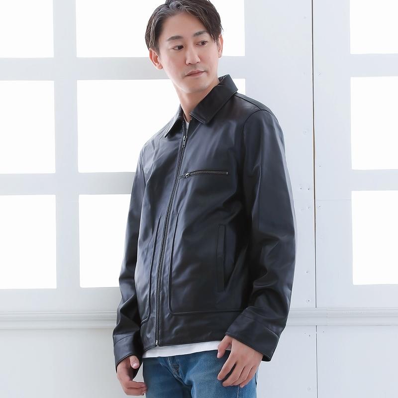 レザーブルゾン メンズ 本革 革ジャン レザージャケット ラムレザー