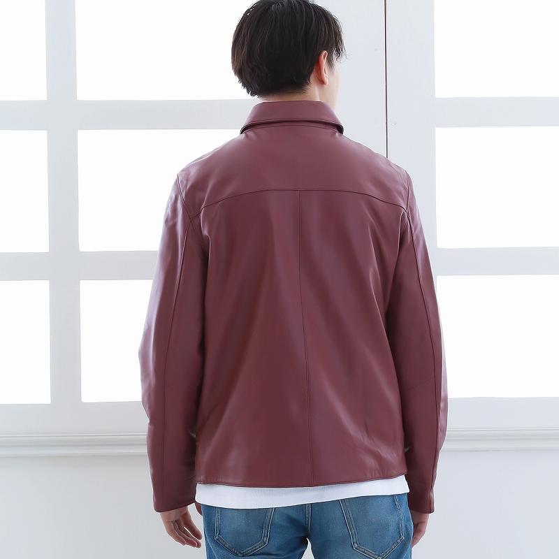 レザーブルゾン メンズ 本革 革ジャン レザージャケット ラムレザー ステンカラー SK285の画像