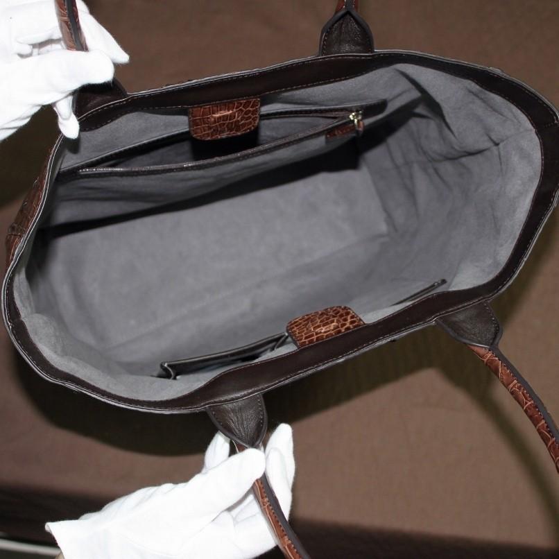 クロコダイル 本革 メンズ トートバッグ レザーバッグ ホーンバック 背