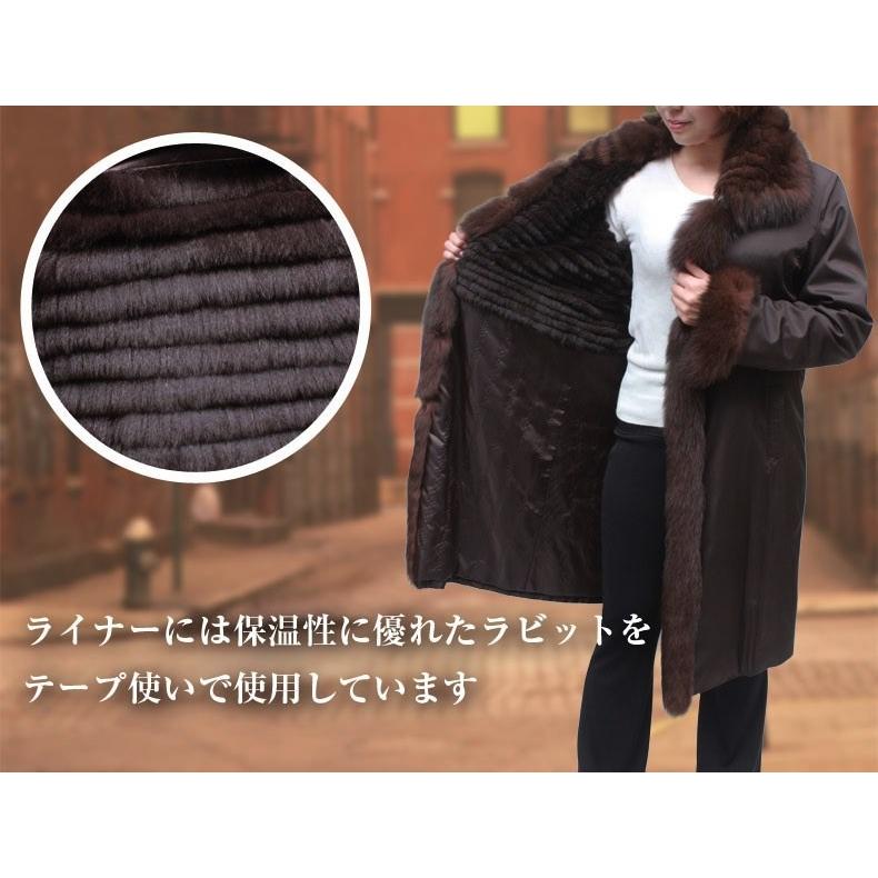 良品】ARBORENT ラビットファーコート ブルーフォックスファー 良品】ARBORENT ラビットファーコート ブルーフォックスファー