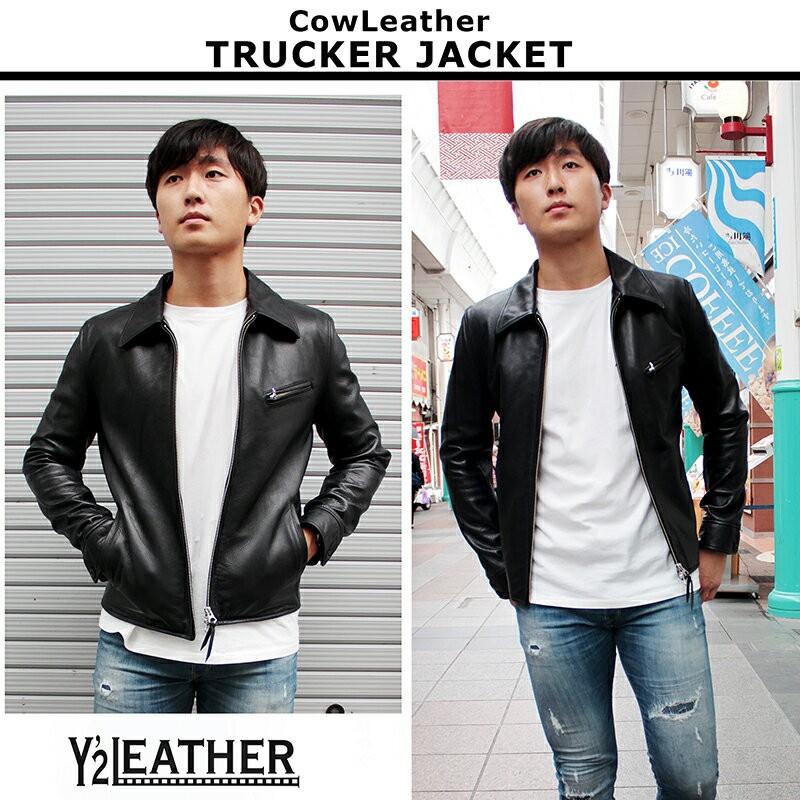 Y2LEATHER 日本製 牛革 革ジャン トラッカージャケット S/M/L/LL Y2LEATHER 日本製 牛革 革ジャン トラッカージャケット S/M/L/LL