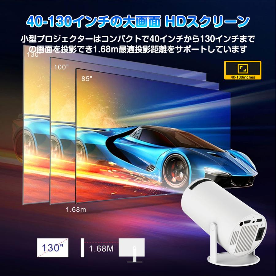 プロジェクター 家庭用 小型 180°回転・Android TV搭載 16000LM