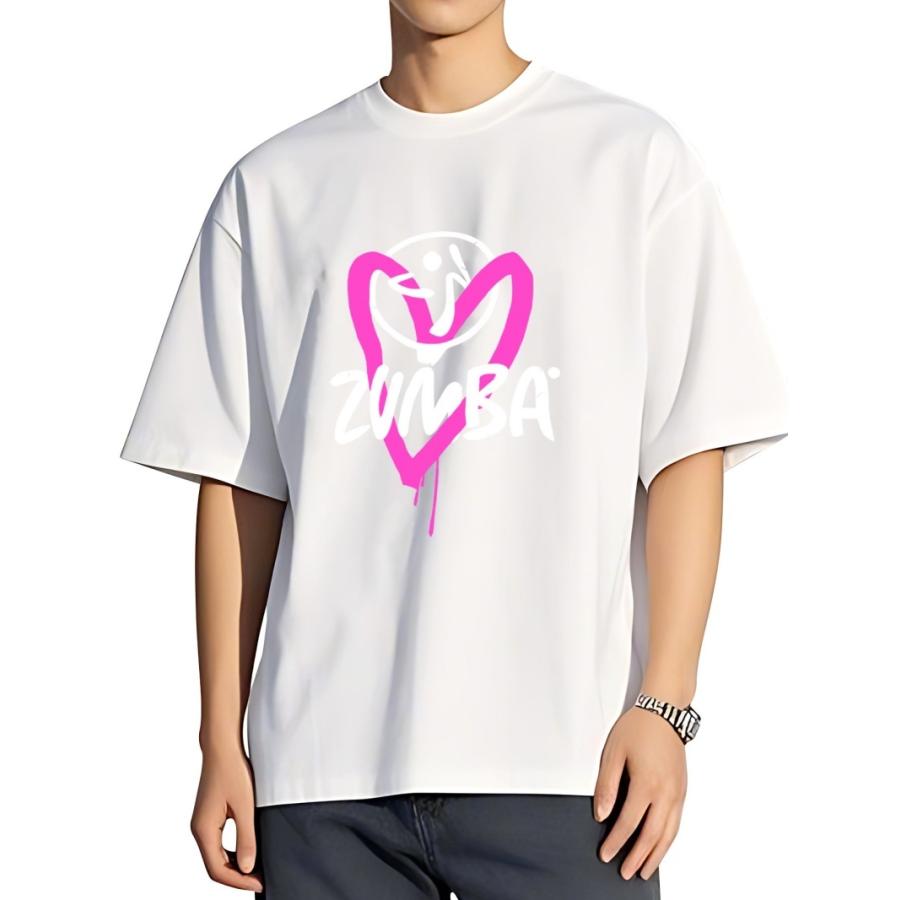 Tシャツ tシャツ ZUMBA ハート 半袖 ゆったり 白 黒 コーデ コスパ