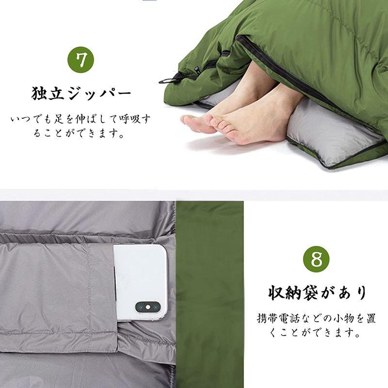 寝袋 シュラフ 封筒型 キャンプ 茶色 中綿 登山 コンパクト軽量 防水