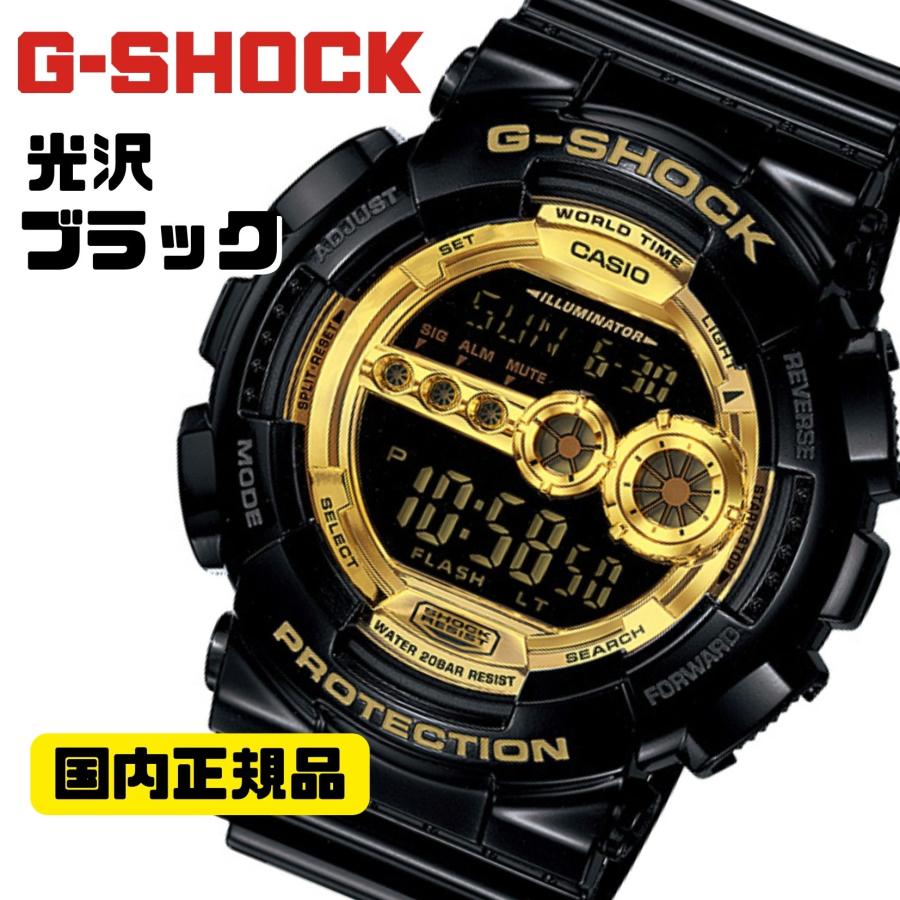 G-SHOCK CASIO ブラック×ゴールド GD-100GB-1JF デジタル腕時計 国内 
