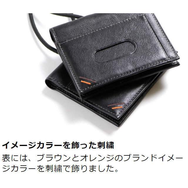 革職人 LEATHER FACTORY 二つ折り財布メンズ 本革 ネックウォレット