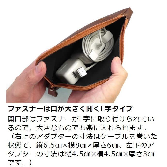 モバイルアクセサリーポーチ メンズ レディース 日本製 ファスナー ケーブル収納 バッテリー収納 革職人 Signature シグネチャー |  | 09