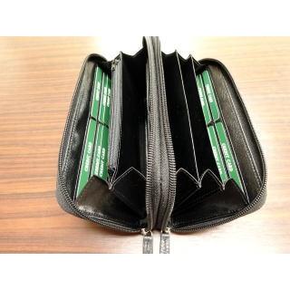 2307 長財布 ダブルファスナー ラウンド牛革 カード24枚入 メンズ