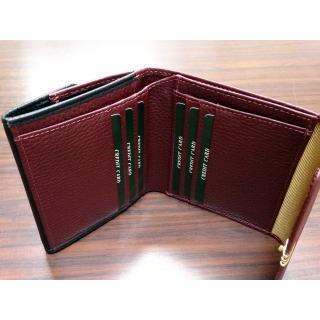 2354 牛革 二つ折り財布 ダブルカブセ 金具付 カラーコンビ 牛革