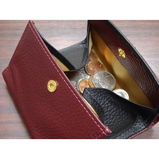 2354 牛革 二つ折り財布 ダブルカブセ 金具付 カラーコンビ 牛革