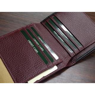 2354 牛革 二つ折り財布 ダブルカブセ 金具付 カラーコンビ 牛革