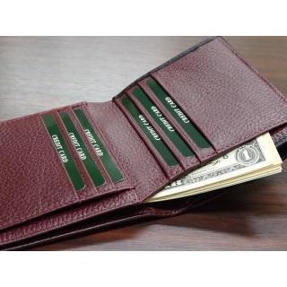 二つ折り財布 コンパクトウォレット 2354 牛革 二つ折り財布 ダブルカブセ 金具付 カラーコンビ 牛革