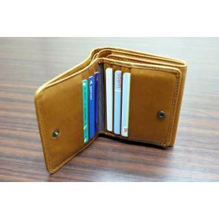 8112 二つ折り財布 中BOX型 牛革 ベラ付 カード9枚 メッシュ