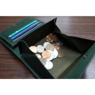 8112 二つ折り財布 中BOX型 牛革 ベラ付 カード9枚 メッシュ