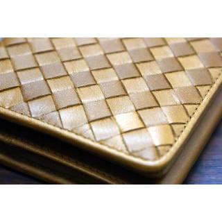 8112 二つ折り財布 中BOX型 牛革 ベラ付 カード9枚 メッシュ