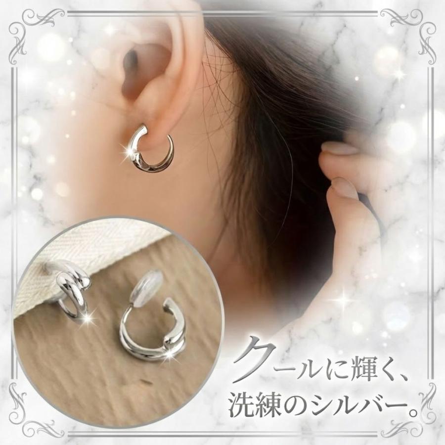 イヤリング 痛くない ノンホールピアス フープ 2点セット 落ちない 30
